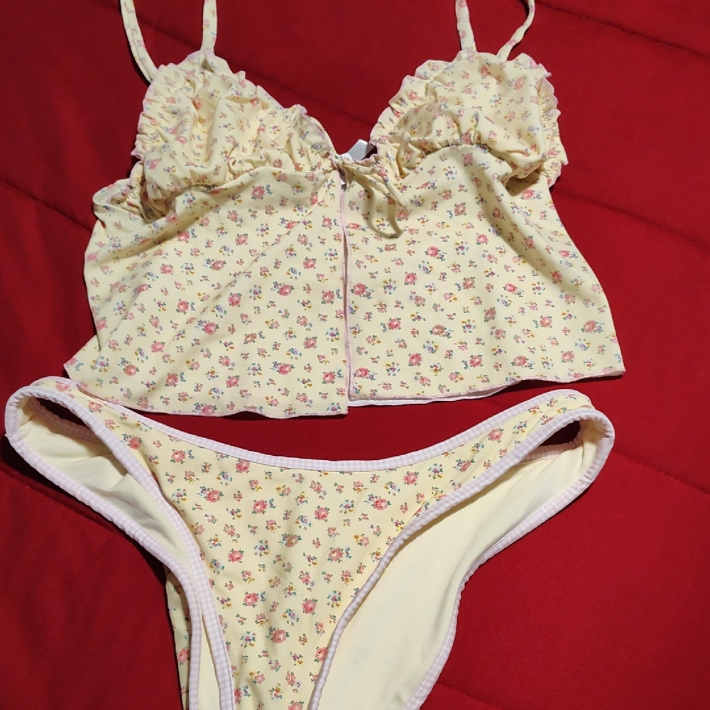 Frankie's Bikinis Yellow Floral Set